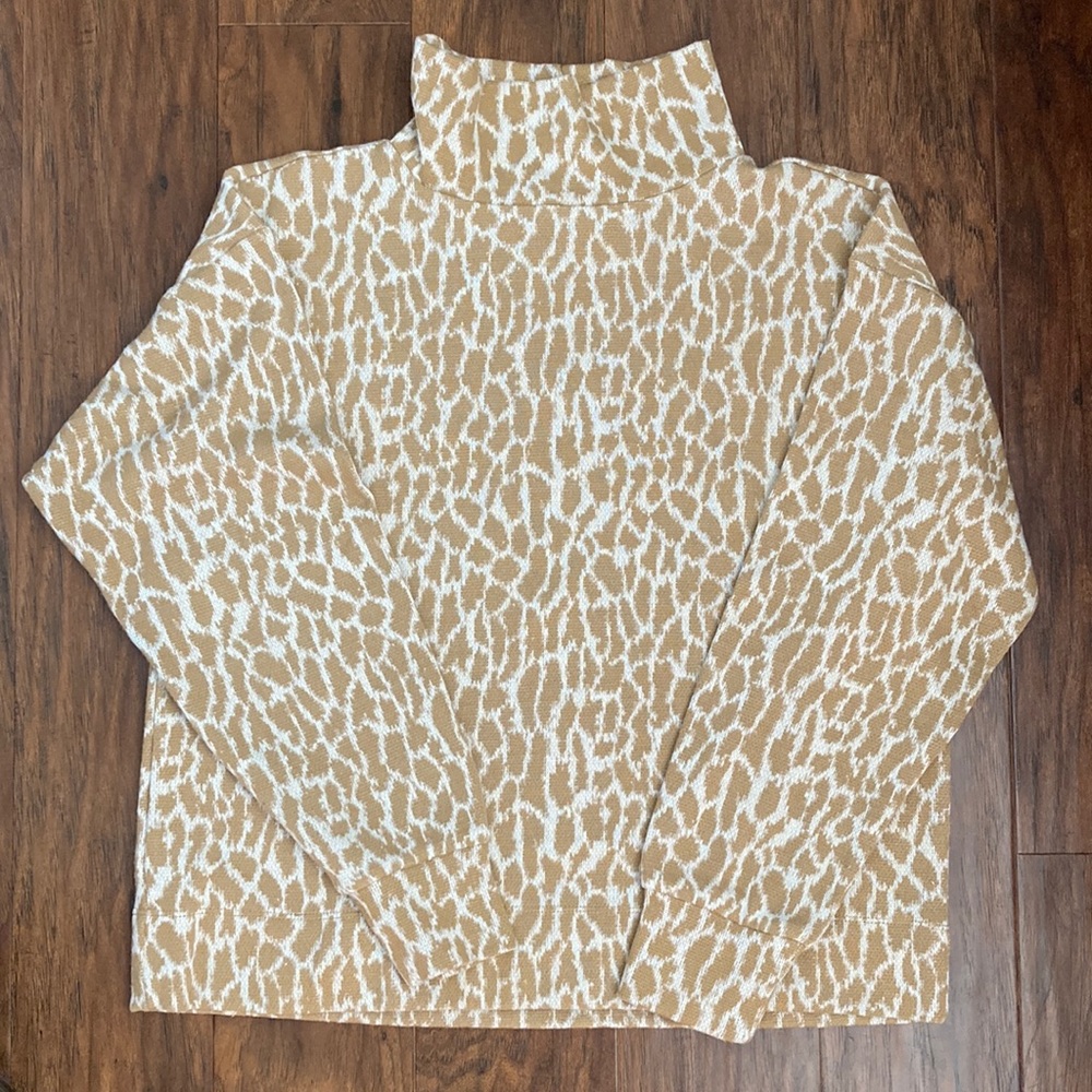 Loft Animal Print Mock Neck Sweater